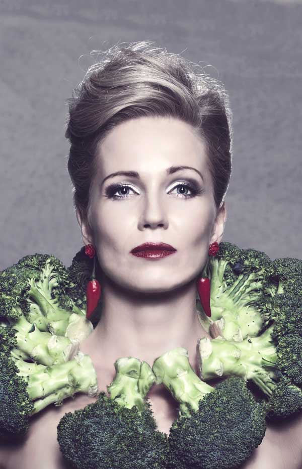 Broccoli - also good to eat. Styling: Tegan McAuley, Founder Hustle&Scout; Adam Noble and Tegan Geal, Next Hair. Model: Carryn Jack, Haus Models, Photographer: Leighton Hutchinson, Makeup Artist: Angelina Broso.