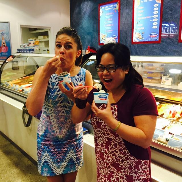 Kate and Michelle dig in to their 'bespoke' Cold Rock.