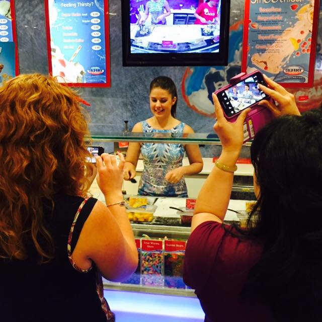 Kate wields the spatulas at Cold Rock.