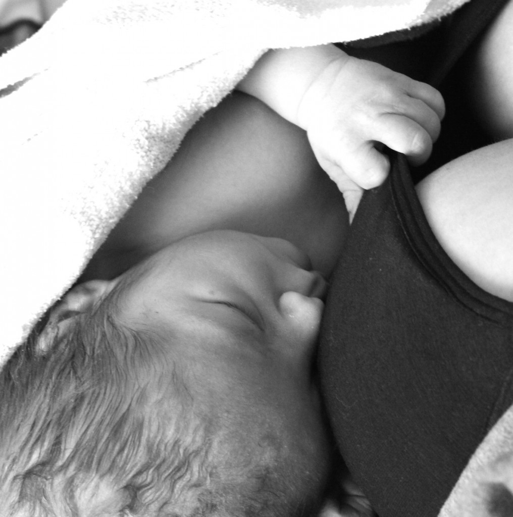B&W child and breasts