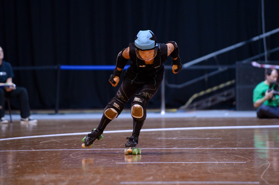 The Brindabelters v The Black 'n' Blue Belles Canberra Roller Derby League. Photographer: Brett Sargeant, D-eye Photography