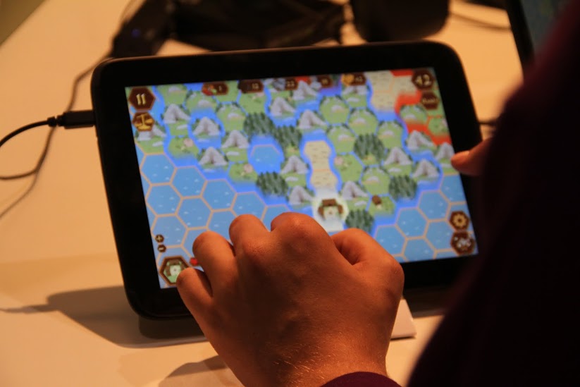 A close-up of the game on a tablet device.