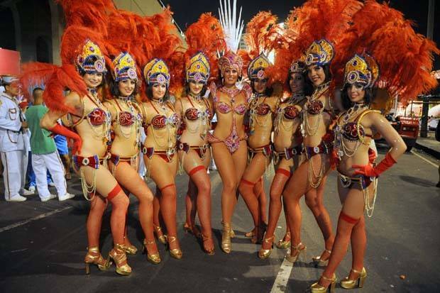 Canberra dancers in costume for the 2014 Carnival parade in Rio de Janeiro.