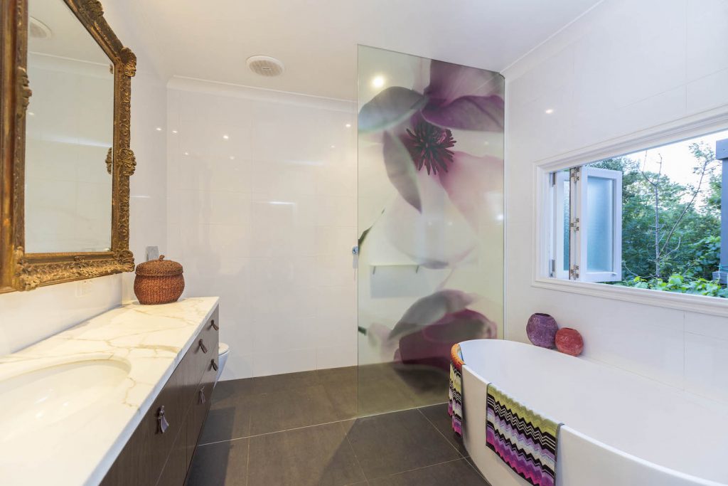 Magnolia shower screen, in the ensuite