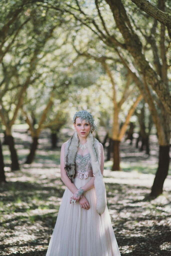 Photographer: Lauren Campbell; Makeup: Erin Pittard; Hair: Hair by Kitty; Model: Paris Yves; Gown, hairpiece and styling: Rockstars and Royalty. 