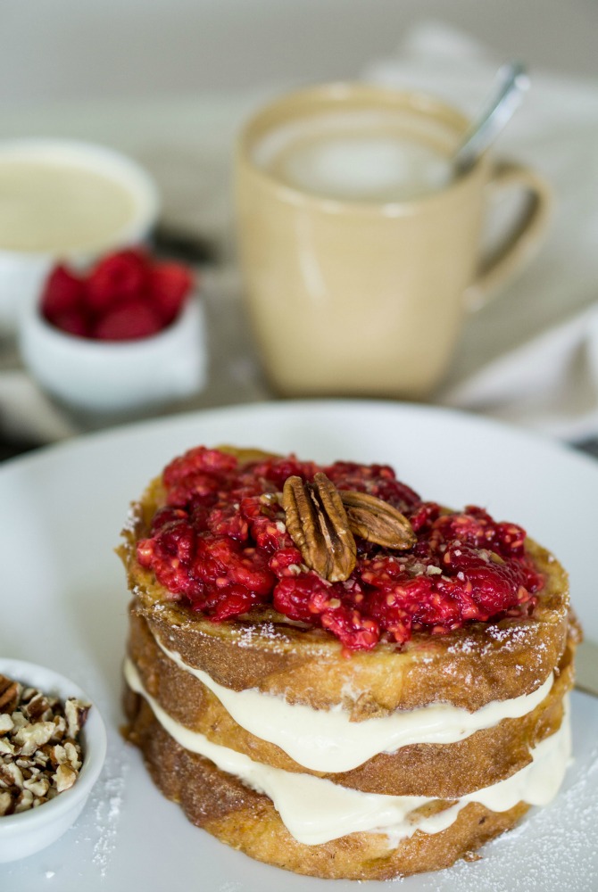 Maple cream stuffed french toast with smashed raspberry HerCanberra