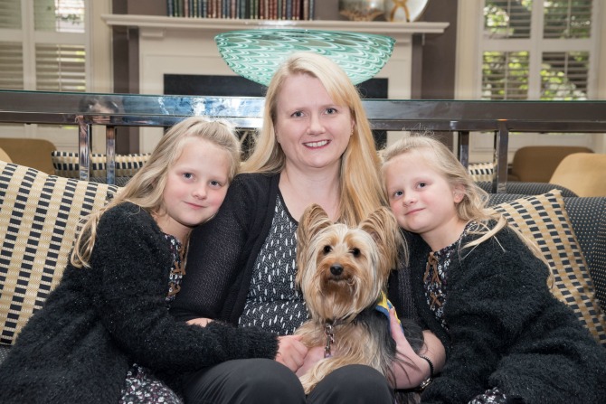Adrienne with her daughters and Molly
