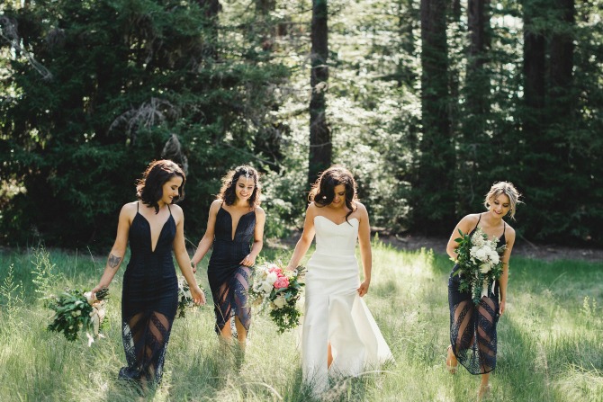 J&N bride & b-maids in forest