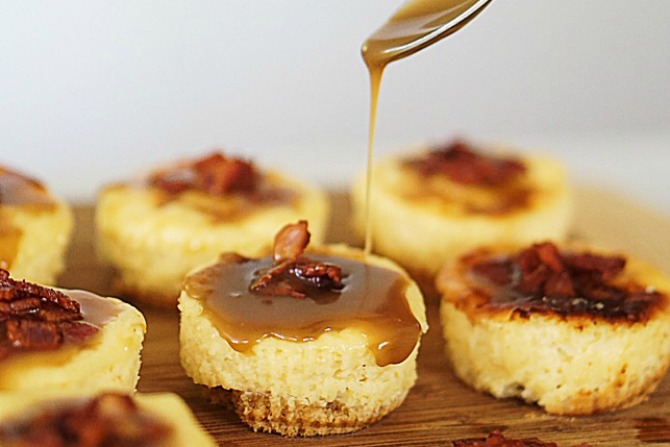 Bite-size Butterscotch Bacon Cheesecakes