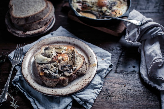 Creamy Mushroom and Black Truffle Baked Eggs