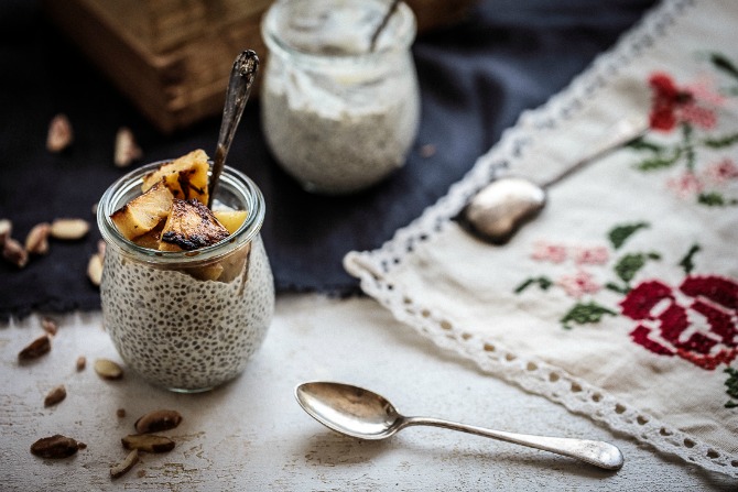 Coconut Chia Pudding With Caramelised Pineapple