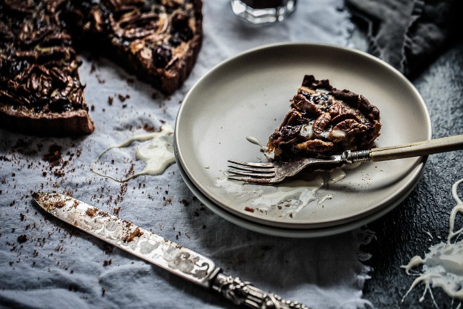 Chocolate, Cranberry and Pecan Tart