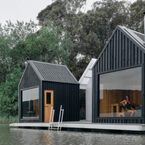 Float away on Lake Burley Griffin in a minimalist Norwegian cedar sauna