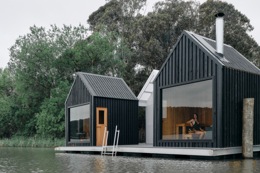Float away on Lake Burley Griffin in a minimalist Norwegian cedar sauna